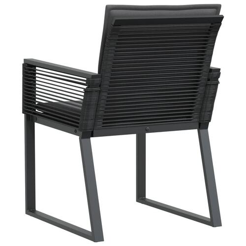 Havestole med hynder 2 stk. polyrattan sort