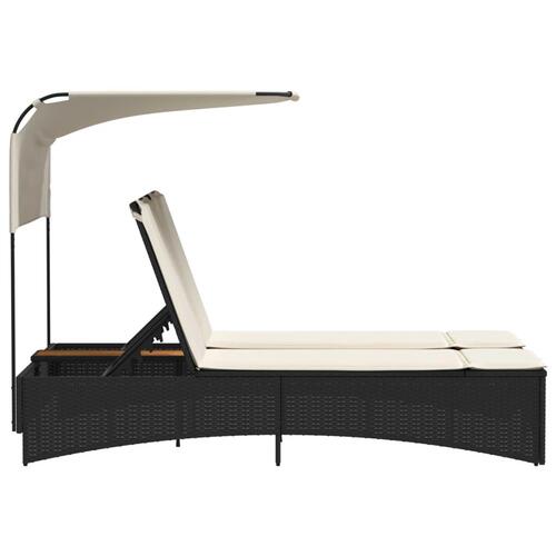 Solseng med baldakin og hynder polyrattan sort