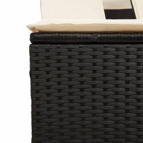 Solseng med baldakin og hynder polyrattan sort