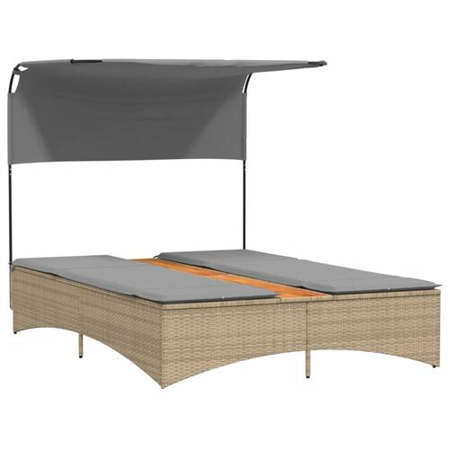 Solseng med baldakin og hynder polyrattan beige