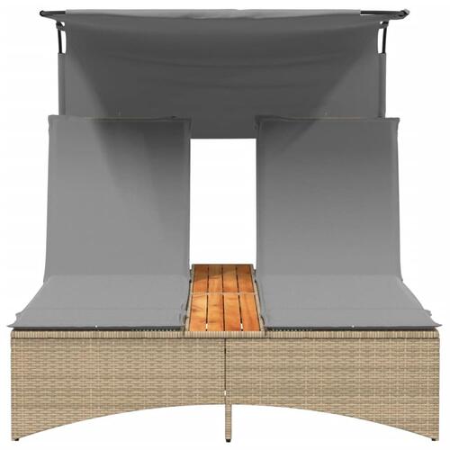 Solseng med baldakin og hynder polyrattan beige