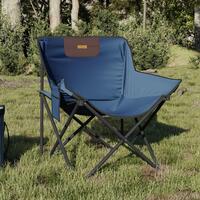Campingstole med lommer 2 stk. foldbar blå