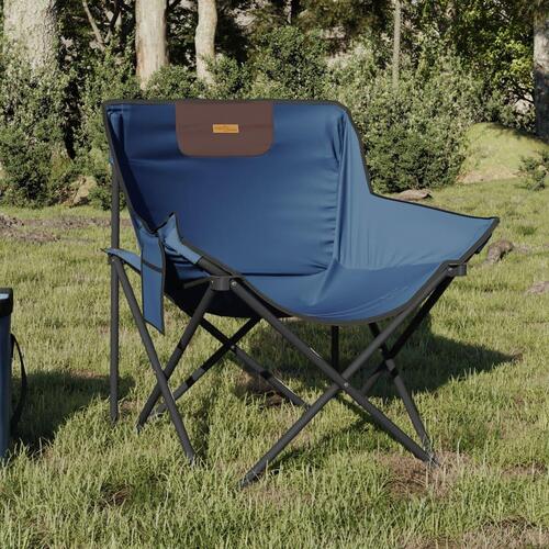 Campingstole med lommer 2 stk. foldbar blå