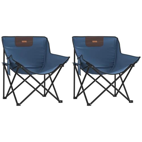 Campingstole med lommer 2 stk. foldbar blå