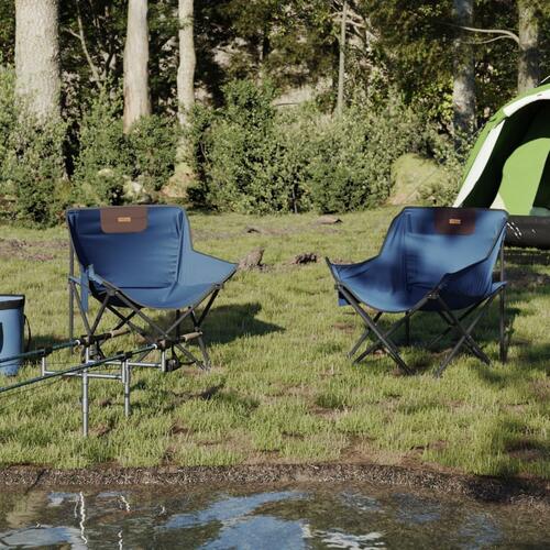 Campingstole med lommer 2 stk. foldbar blå
