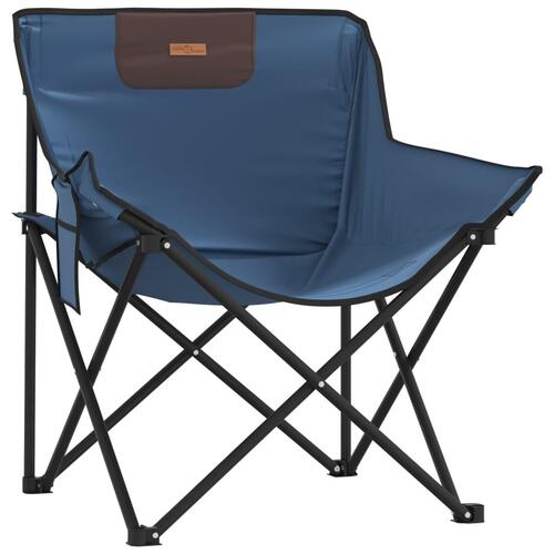 Campingstole med lommer 2 stk. foldbar blå