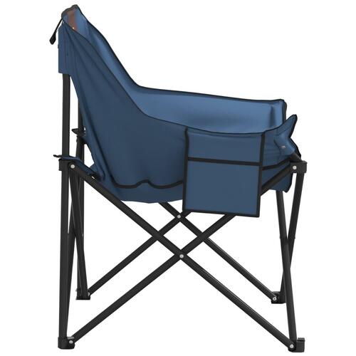 Campingstole med lommer 2 stk. foldbar blå