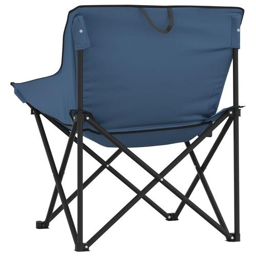 Campingstole med lommer 2 stk. foldbar blå