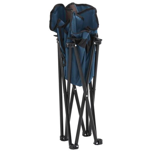 Campingstole med lommer 2 stk. foldbar blå