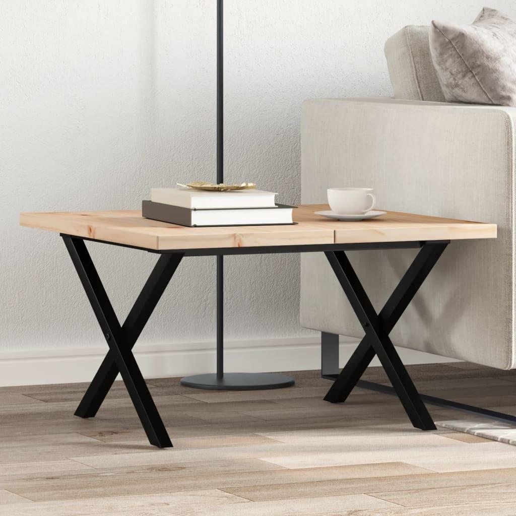 Sofabord 70x70x40,5 cm X-stel massivt fyrretræ og stål