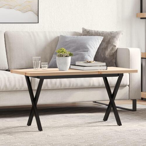 Sofabord 100x50x45,5 cm X-stel massivt fyrretræ og stål