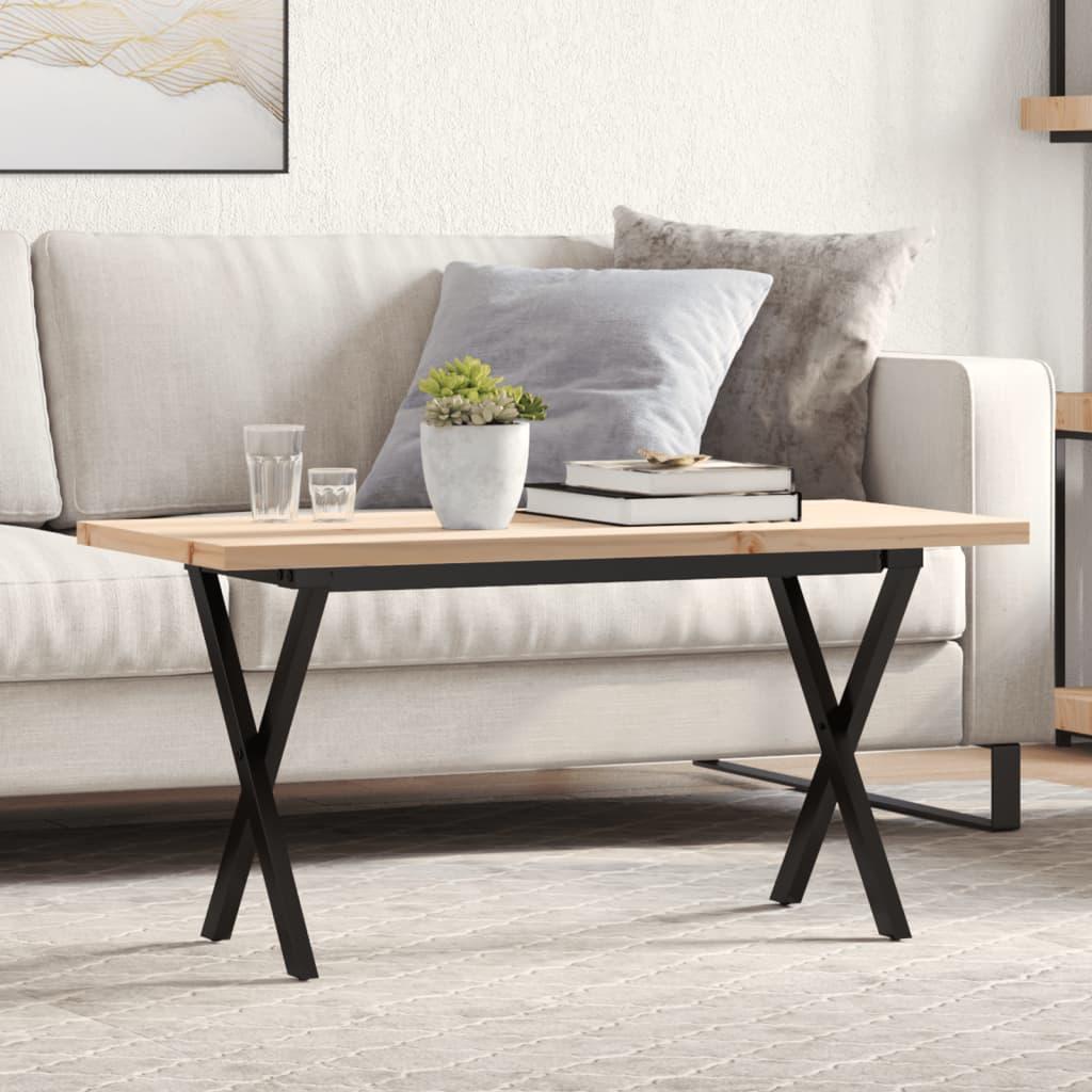 Sofabord 100x50x45,5 cm X-stel massivt fyrretræ og stål