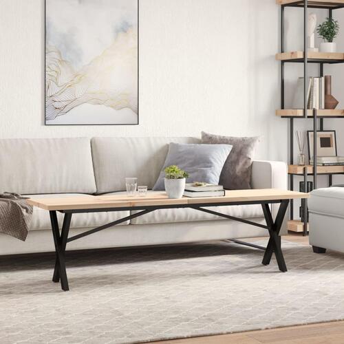Sofabord 160x40x45,5 cm X-stel massivt fyrretræ og stål
