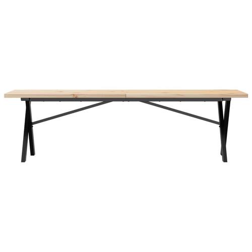 Sofabord 160x40x45,5 cm X-stel massivt fyrretræ og stål