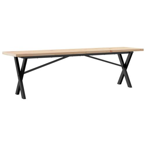 Sofabord 160x40x45,5 cm X-stel massivt fyrretræ og stål