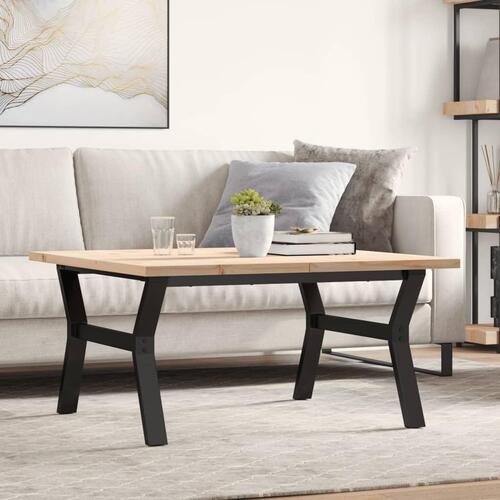 Sofabord 90x90x45,5 cm Y-stel massivt fyrretræ og stål