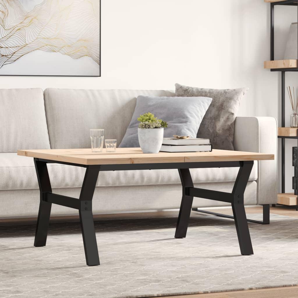 Sofabord 90x90x45,5 cm Y-stel massivt fyrretræ og stål