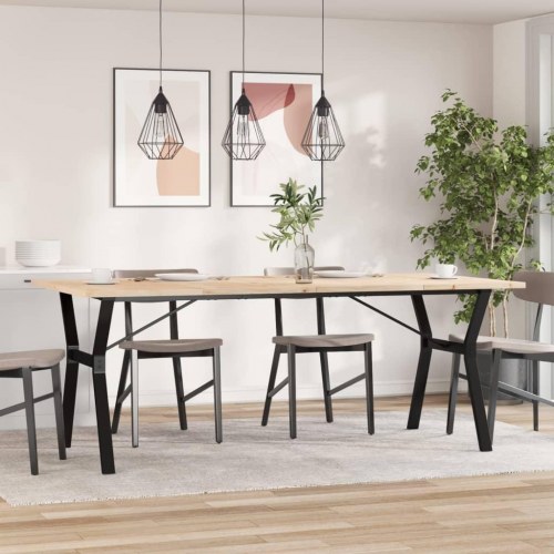 Spisebord 200 x 100 cm med Y-stel i massivt fyrretræ og stål