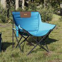 Campingstole med lommer 2 stk. foldbar lyseblå