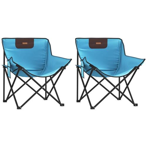 Campingstole med lommer 2 stk. foldbar lyseblå
