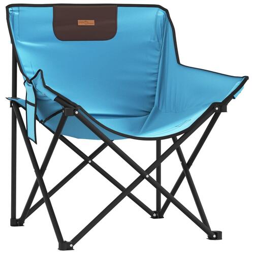 Campingstole med lommer 2 stk. foldbar lyseblå
