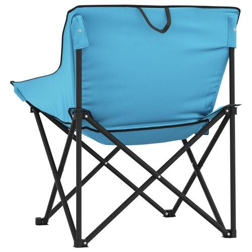 Campingstole med lommer 2 stk. foldbar lyseblå