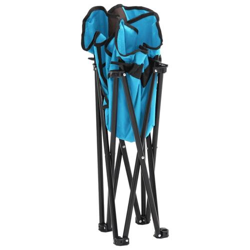 Campingstole med lommer 2 stk. foldbar lyseblå