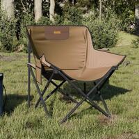 Campingstole med lommer 2 stk. foldbar brun