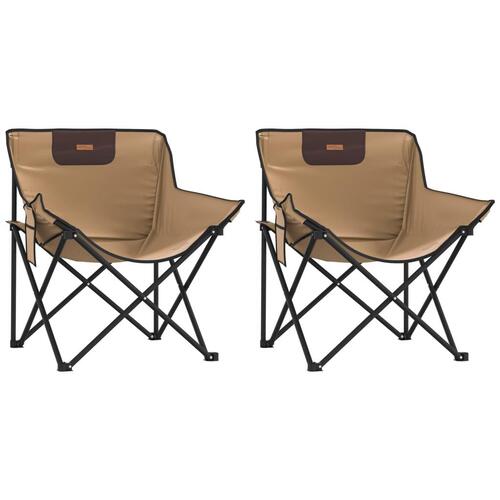 Campingstole med lommer 2 stk. foldbar brun