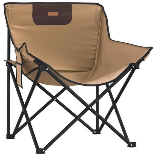 Campingstole med lommer 2 stk. foldbar brun