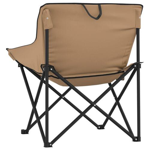 Campingstole med lommer 2 stk. foldbar brun