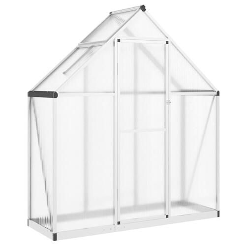 Drivhus med fundamentramme 169x58x195 cm aluminium sølvfarvet