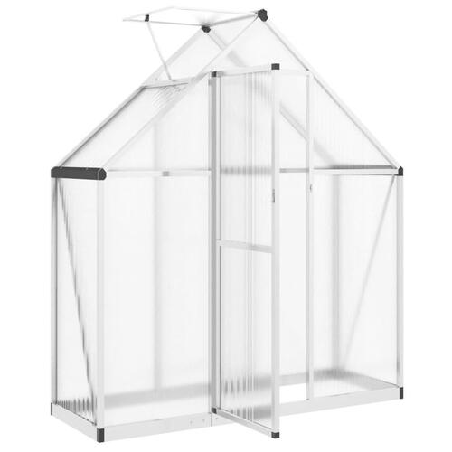 Drivhus med fundamentramme 169x58x195 cm aluminium sølvfarvet