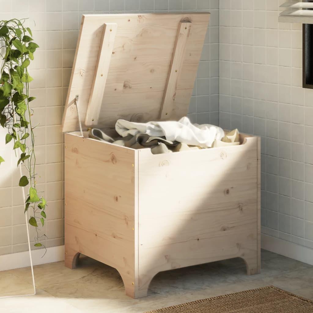 Opbevaringsboks Med Låg Rana Massivt Fyrretræ Naturfarvet - Med ensartet mønster / 60 x 49 x 54 cm