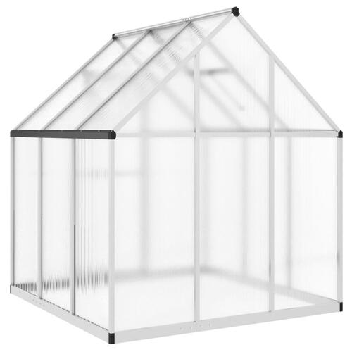 Drivhus med fundamentramme 169x169x195 cm aluminium sølvfarvet