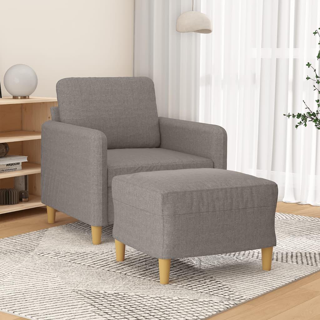 Sofastol med fodskammel 60 cm stof Gråbrun