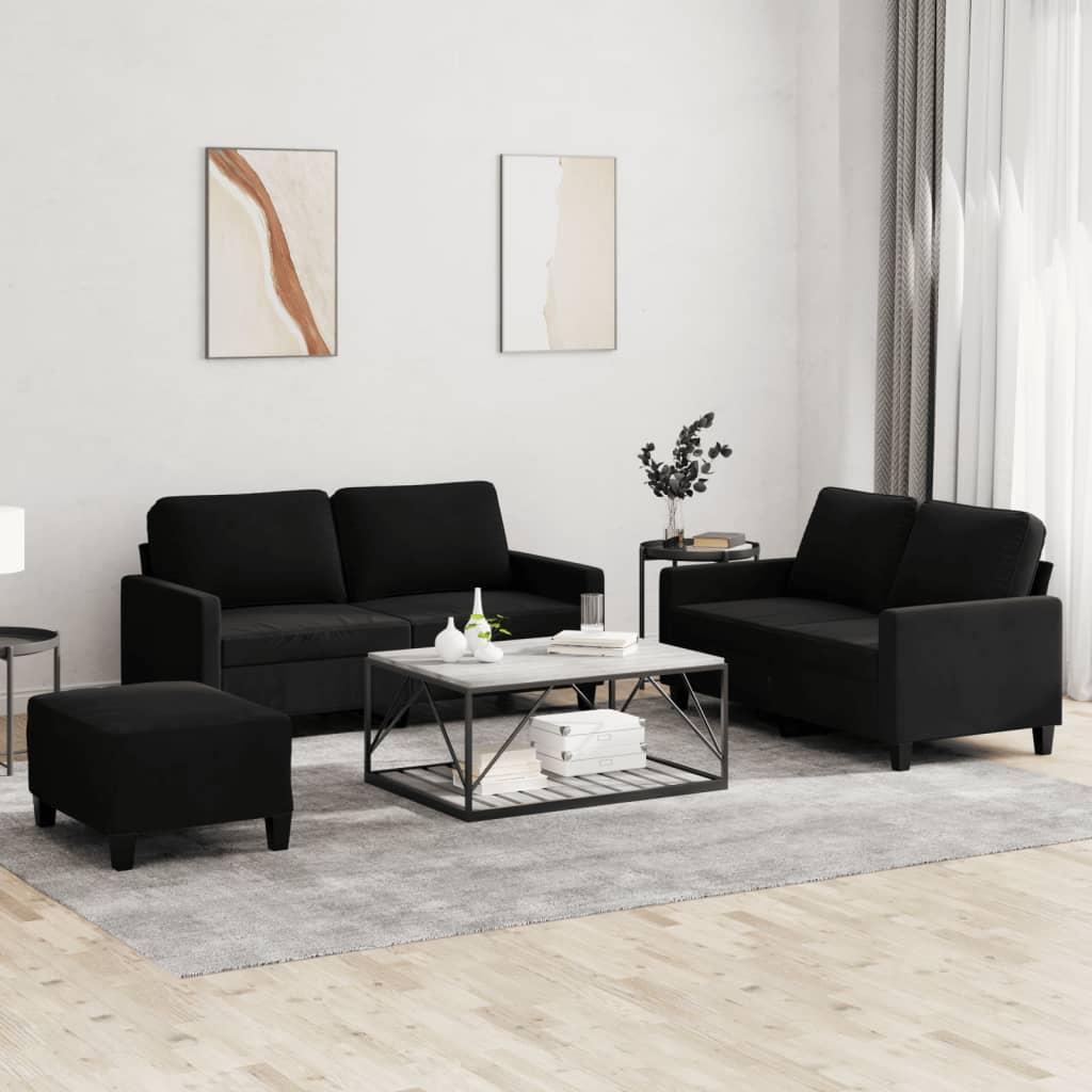 3 personers sofa med hynder velour sort