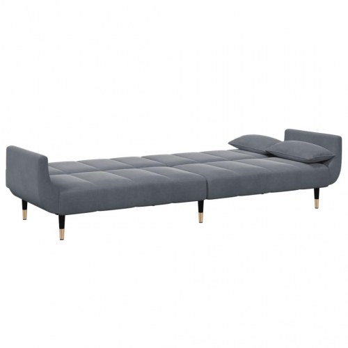 2-personers sovesofa med fodskammel velour mørkegrå
