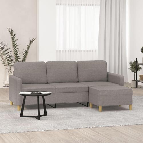 3-personers sofa med fodskammel 180 cm stof Gråbrun