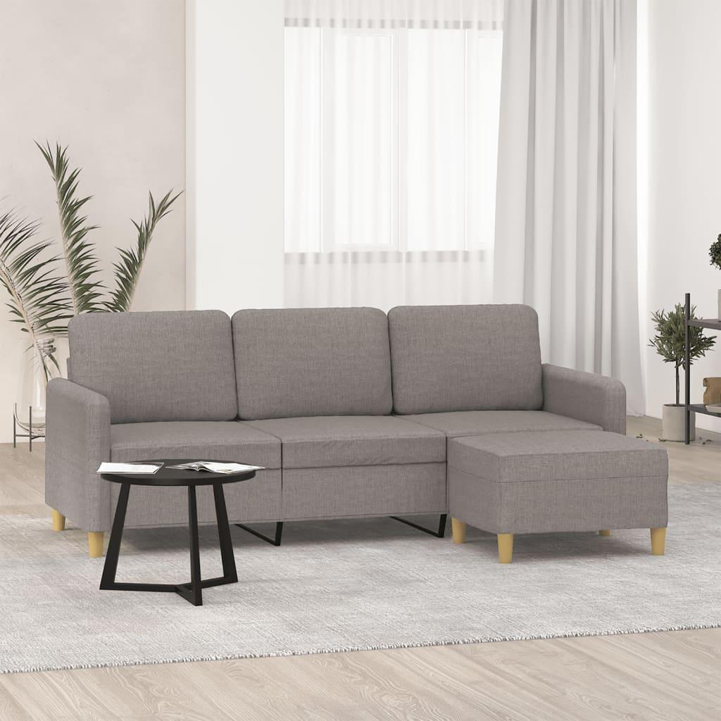 3-personers sofa med fodskammel 180 cm stof Gråbrun