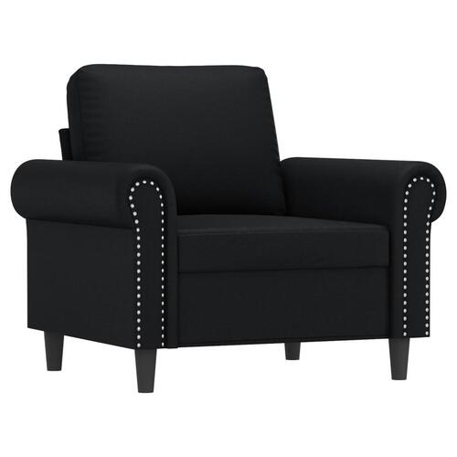 Sofastol med fodskammel 60 cm kunstlæder sort