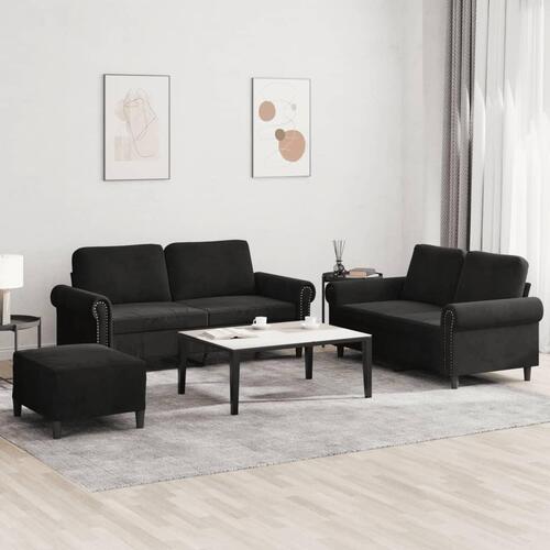 3 personers sofa med hynder velour sort
