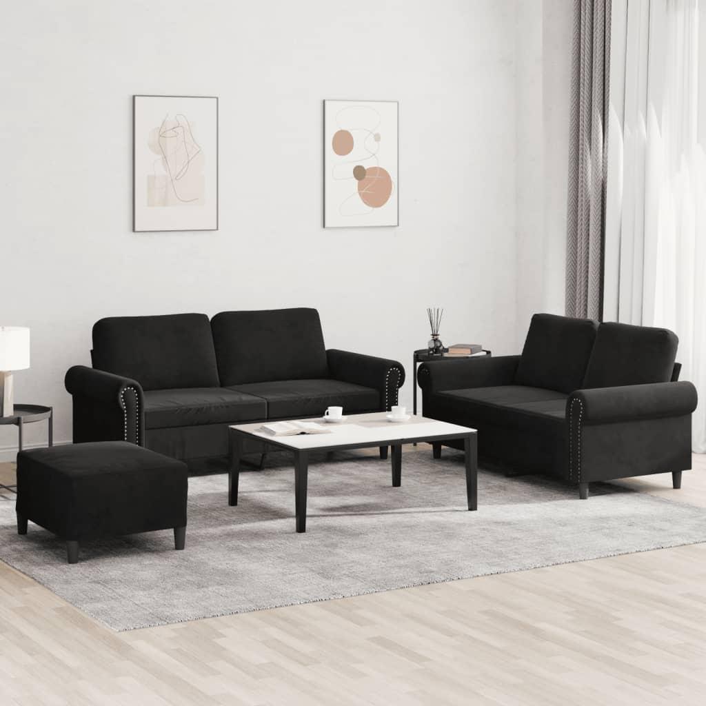 3 personers sofa med hynder velour sort