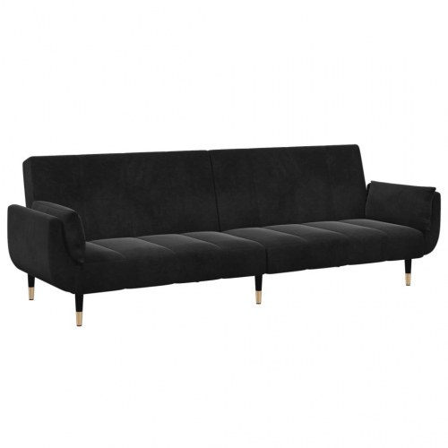 2-personers sovesofa med fodskammel velour sort