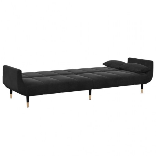 2-personers sovesofa med fodskammel velour sort
