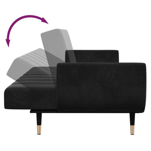 2-personers sovesofa med fodskammel velour sort