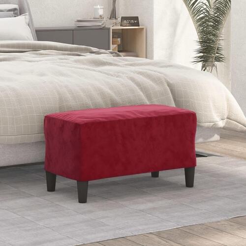 Bænk 70x35x41 cm velour vinrød