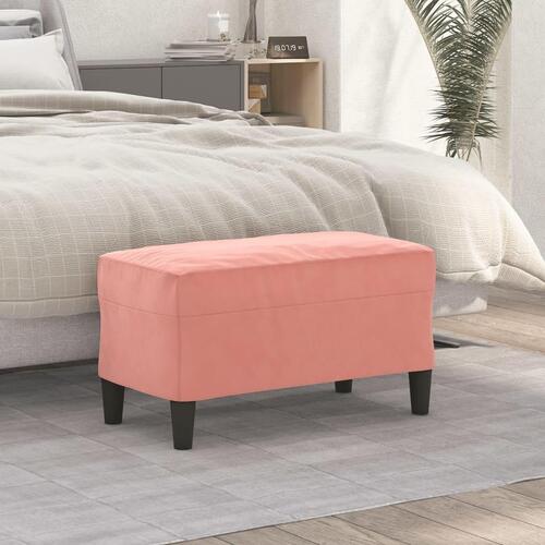 Bænk 70x35x41 cm velour lyserød