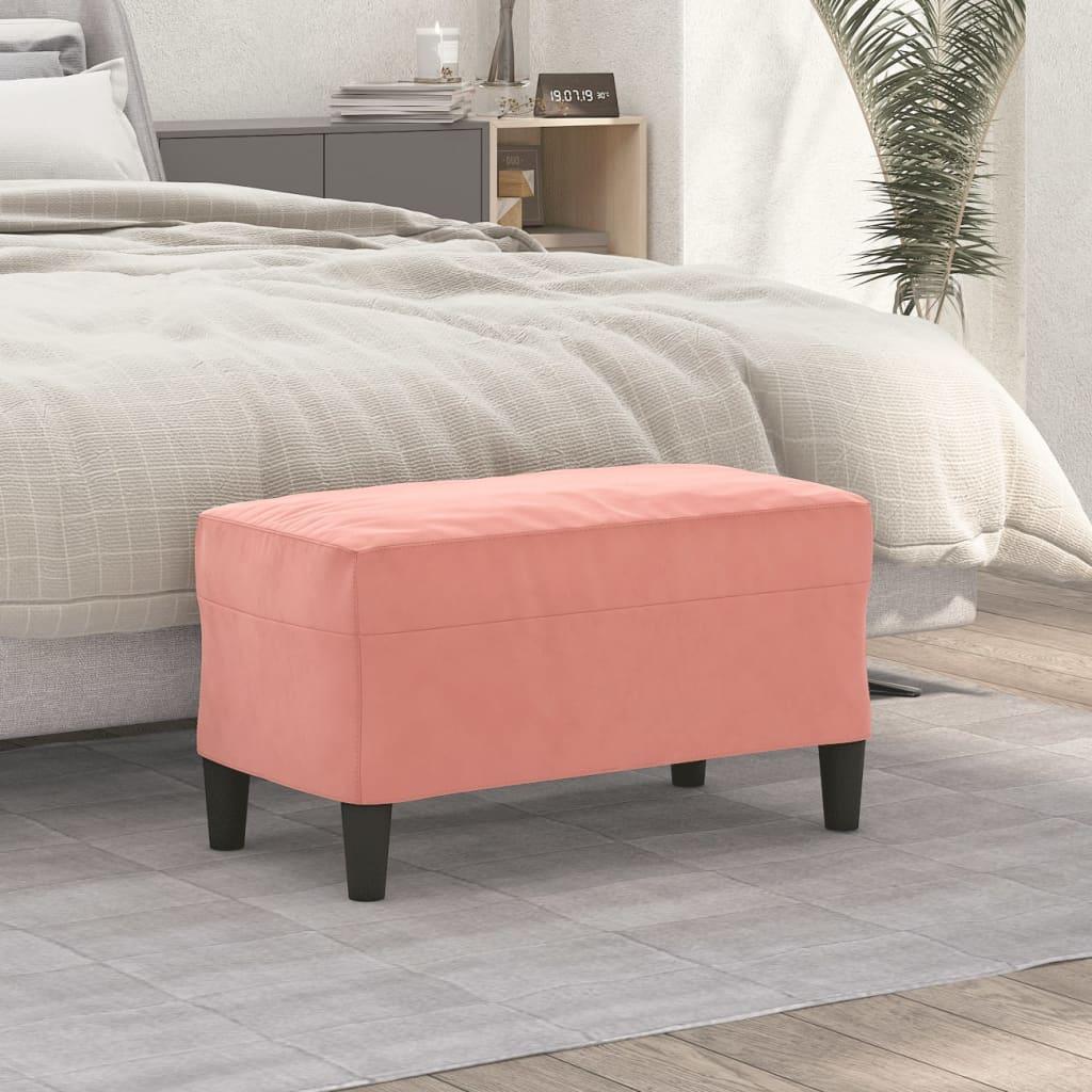 Bænk 70x35x41 cm velour lyserød