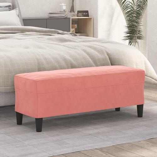 Bænk 100x35x41 cm velour lyserød
